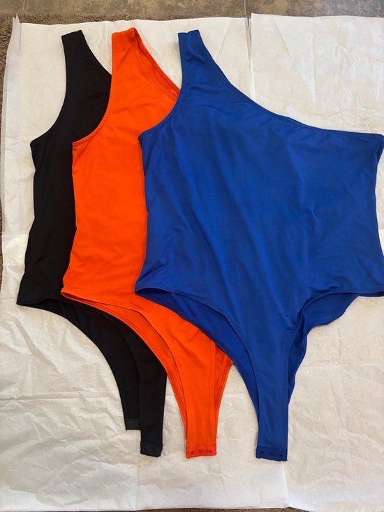 SHEIN Pants - SHEIN One-Shoulder Bodysuit Jumpsuit in Blue, Orange, and Black